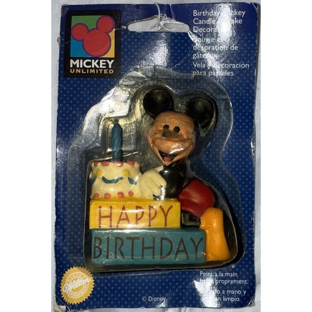 Vintage1996 New Sealed Wilton Mickey Mouse Happy Birthday Candle Cake Decoration
